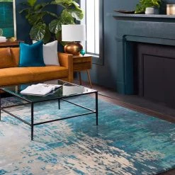 SURYA DIBA WOOL RUG: TEAL