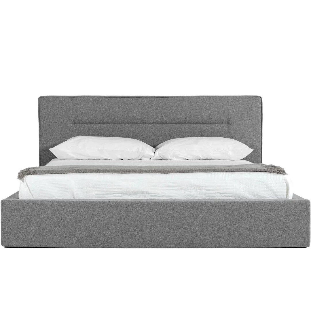 VIG Bedroom BASEL GREY UPHOLSTERED PLATFORM BED 1 VIG Bedroom BASEL GREY UPHOLSTERED PLATFORM BED