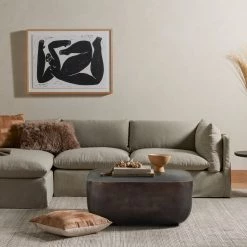 FOUR HANDS BASIL SQUARE COFFEE TABLE: ANTIQUE RUST