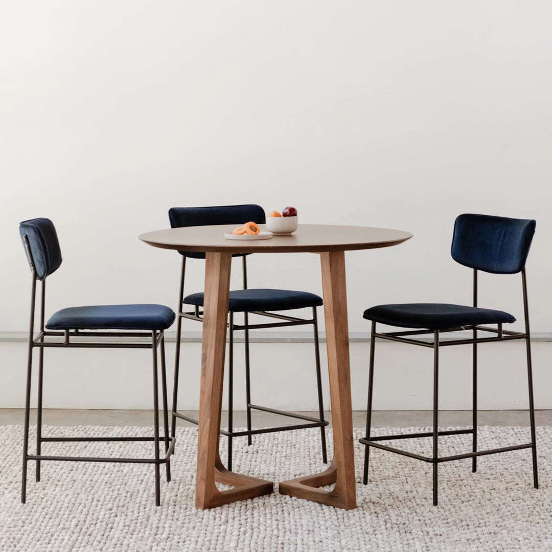 MOES Furniture BAUER NAVY VELVET BARSTOOL 2 MOES Furniture BAUER NAVY VELVET BARSTOOL