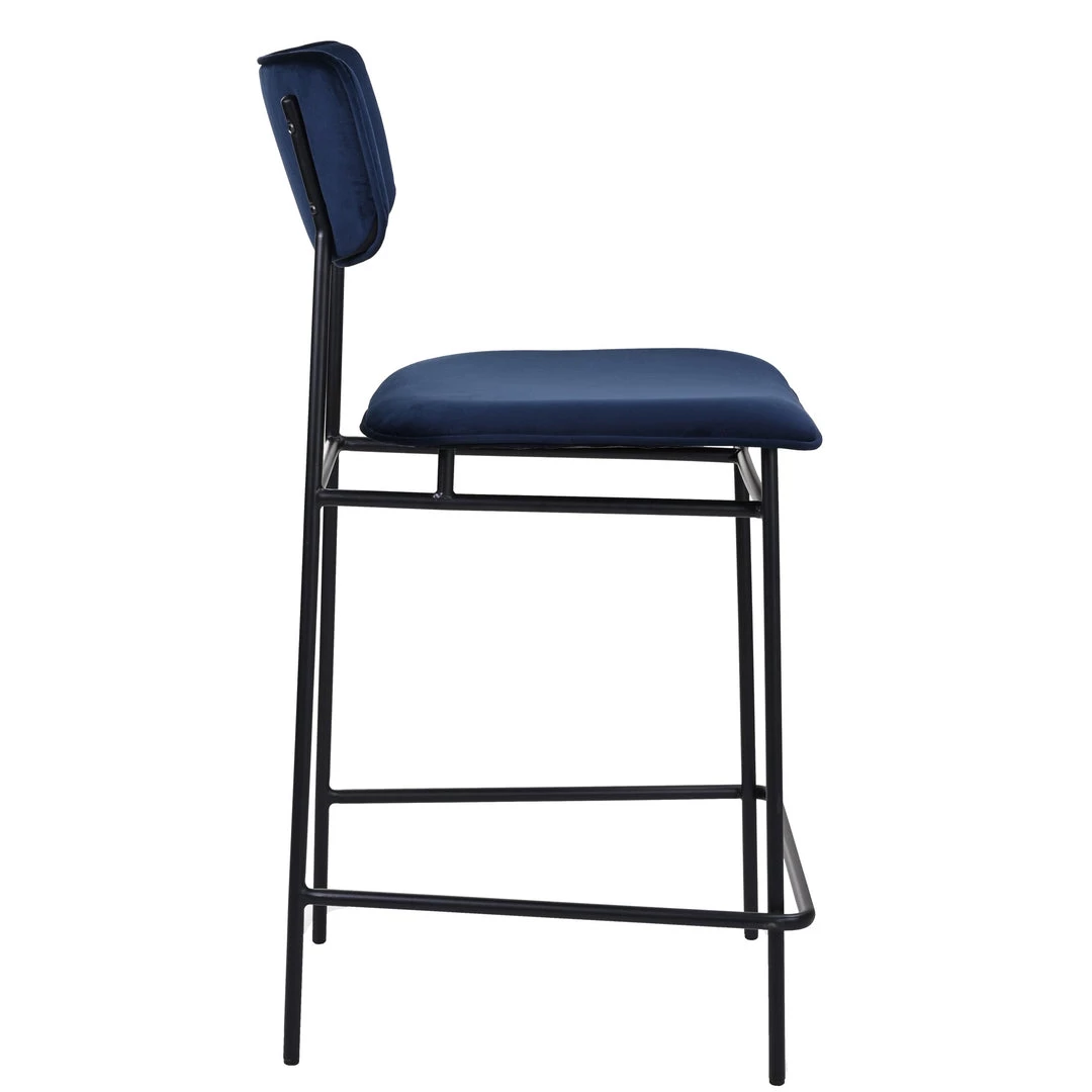 MOES Furniture BAUER NAVY VELVET BARSTOOL 3 MOES Furniture BAUER NAVY VELVET BARSTOOL