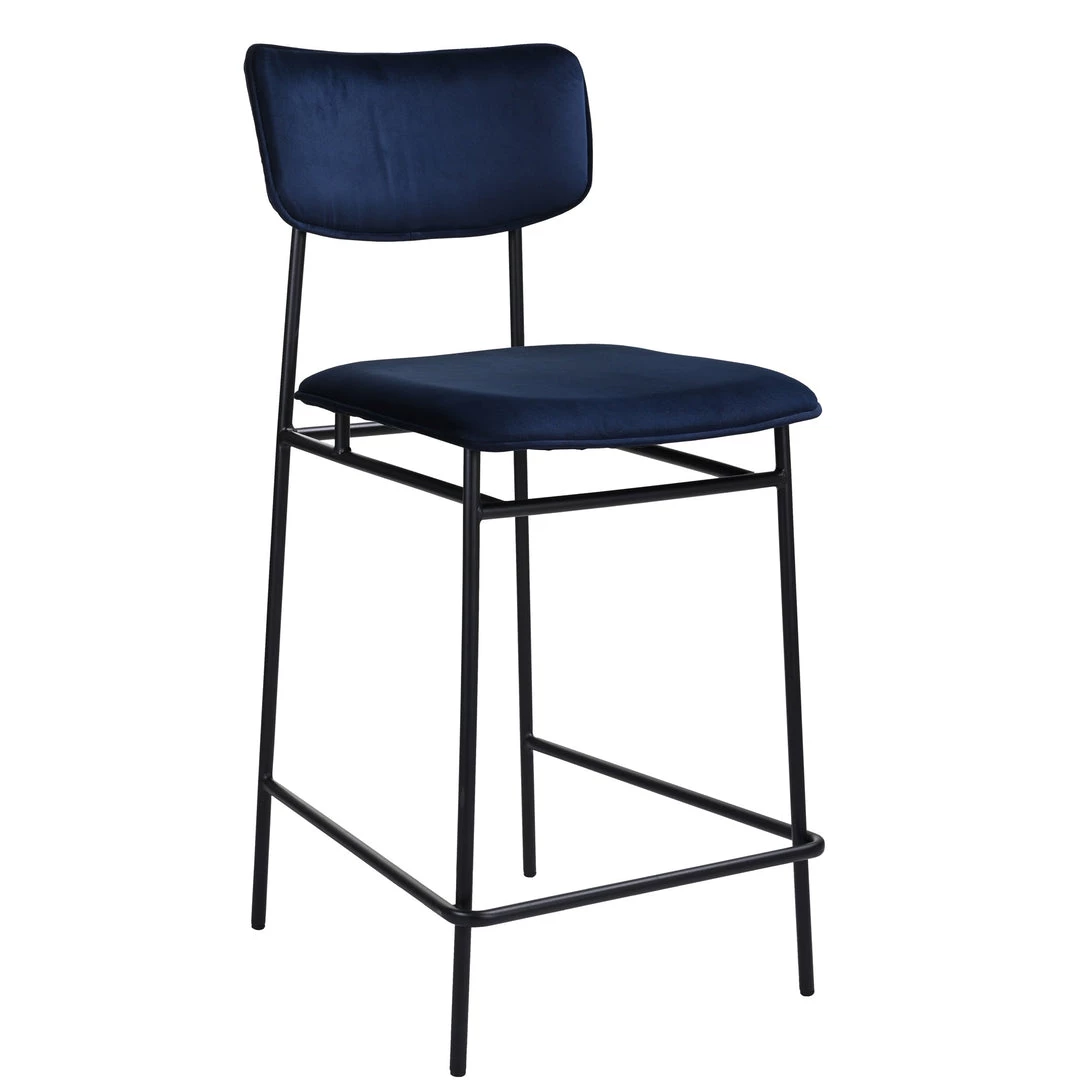 MOES Furniture BAUER NAVY VELVET BARSTOOL 1 MOES Furniture BAUER NAVY VELVET BARSTOOL