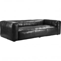 MOES BAUHAUS VINTAGE BLACK LEATHER SOFA Living Room