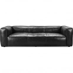 MOES BAUHAUS VINTAGE BLACK LEATHER SOFA Living Room