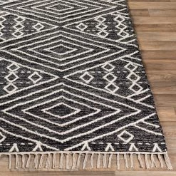 SURYA Rug TOBEY WOOL + COTTON TEXTURED FLATWEAVE: BLACK