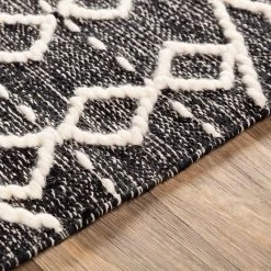 SURYA Rug TOBEY WOOL + COTTON TEXTURED FLATWEAVE: BLACK