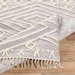SURYA TOBEY WOOL + COTTON TEXTURED FLATWEAVE: GRAY Rug
