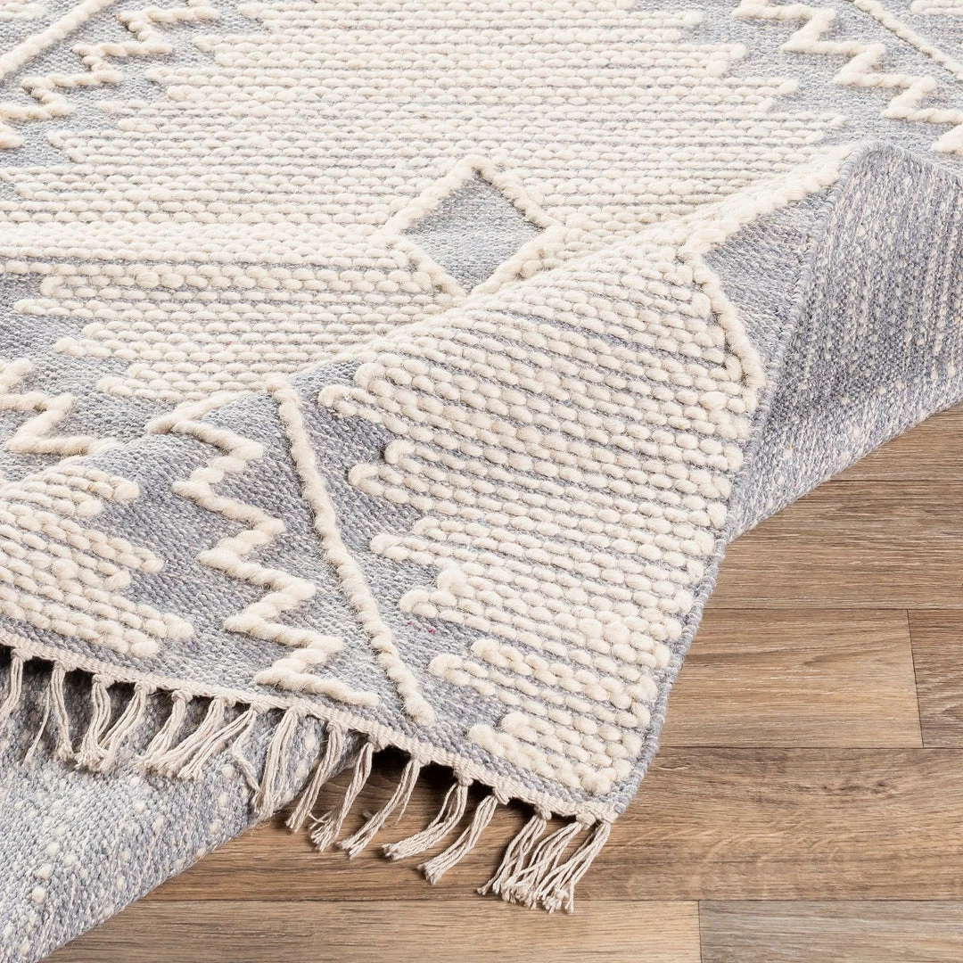 SURYA SIMI WOOL + COTTON TEXTURED FLATWEAVE: GRAY Rug 2 SURYA SIMI WOOL + COTTON TEXTURED FLATWEAVE: GRAY Rug
