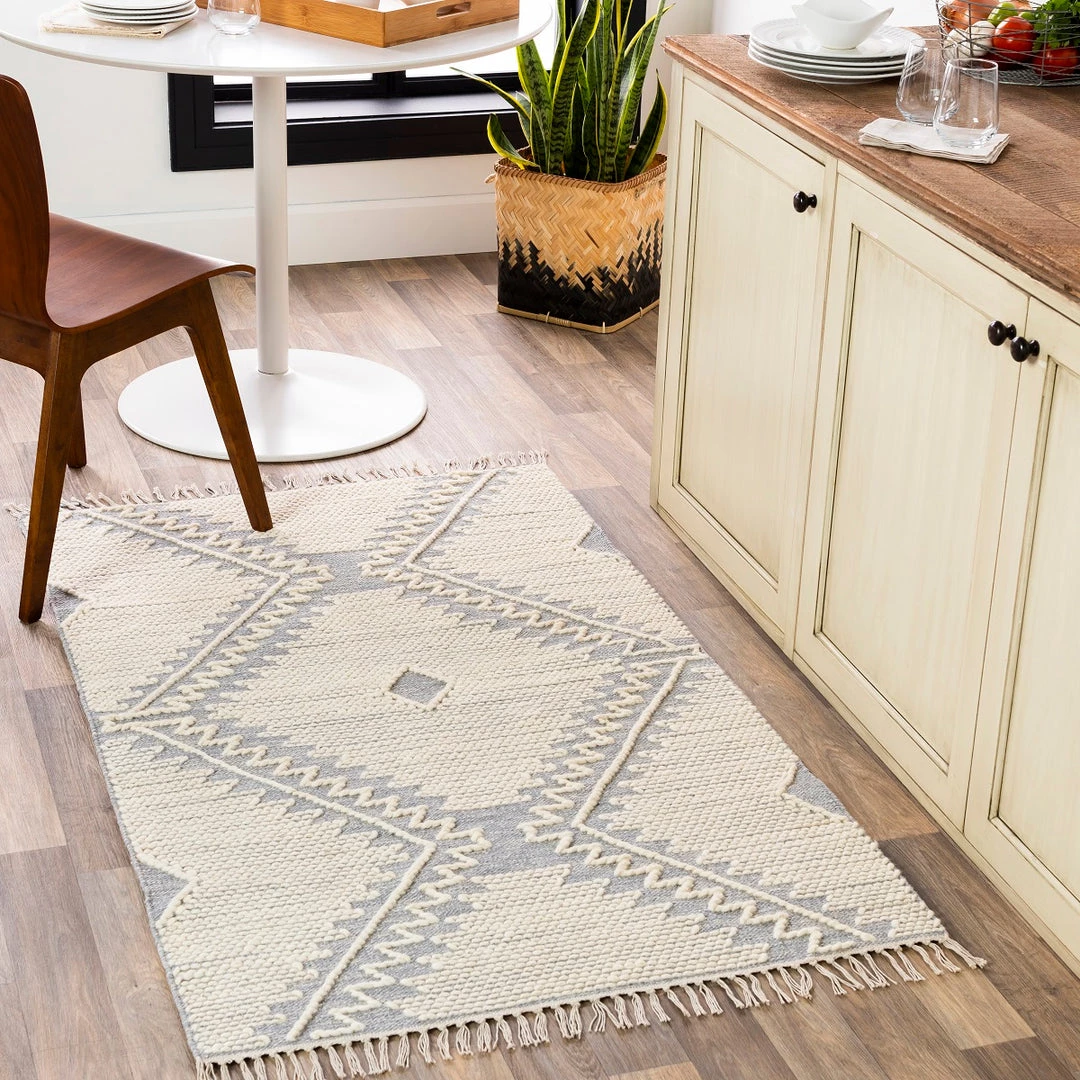 SURYA SIMI WOOL + COTTON TEXTURED FLATWEAVE: GRAY Rug 4 SURYA SIMI WOOL + COTTON TEXTURED FLATWEAVE: GRAY Rug