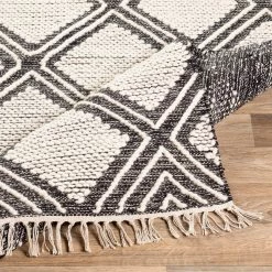 SURYA Rug KELE WOOL + COTTON TEXTURED FLATWEAVE: BLACK