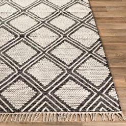 SURYA Rug KELE WOOL + COTTON TEXTURED FLATWEAVE: BLACK