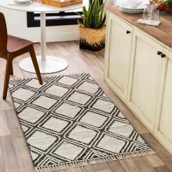 SURYA Rug KELE WOOL + COTTON TEXTURED FLATWEAVE: BLACK