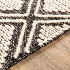 SURYA Rug KELE WOOL + COTTON TEXTURED FLATWEAVE: BLACK