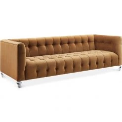 TOV Living Room BEATRICE TUFTED VELVET SOFA + LUCITE LEGS