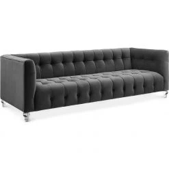 TOV Living Room BEATRICE TUFTED VELVET SOFA + LUCITE LEGS