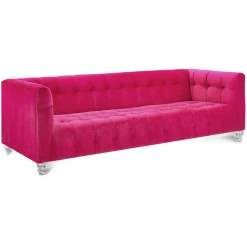 TOV Living Room BEATRICE TUFTED VELVET SOFA + LUCITE LEGS