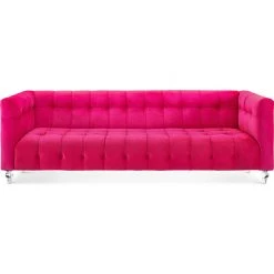 TOV Living Room BEATRICE TUFTED VELVET SOFA + LUCITE LEGS