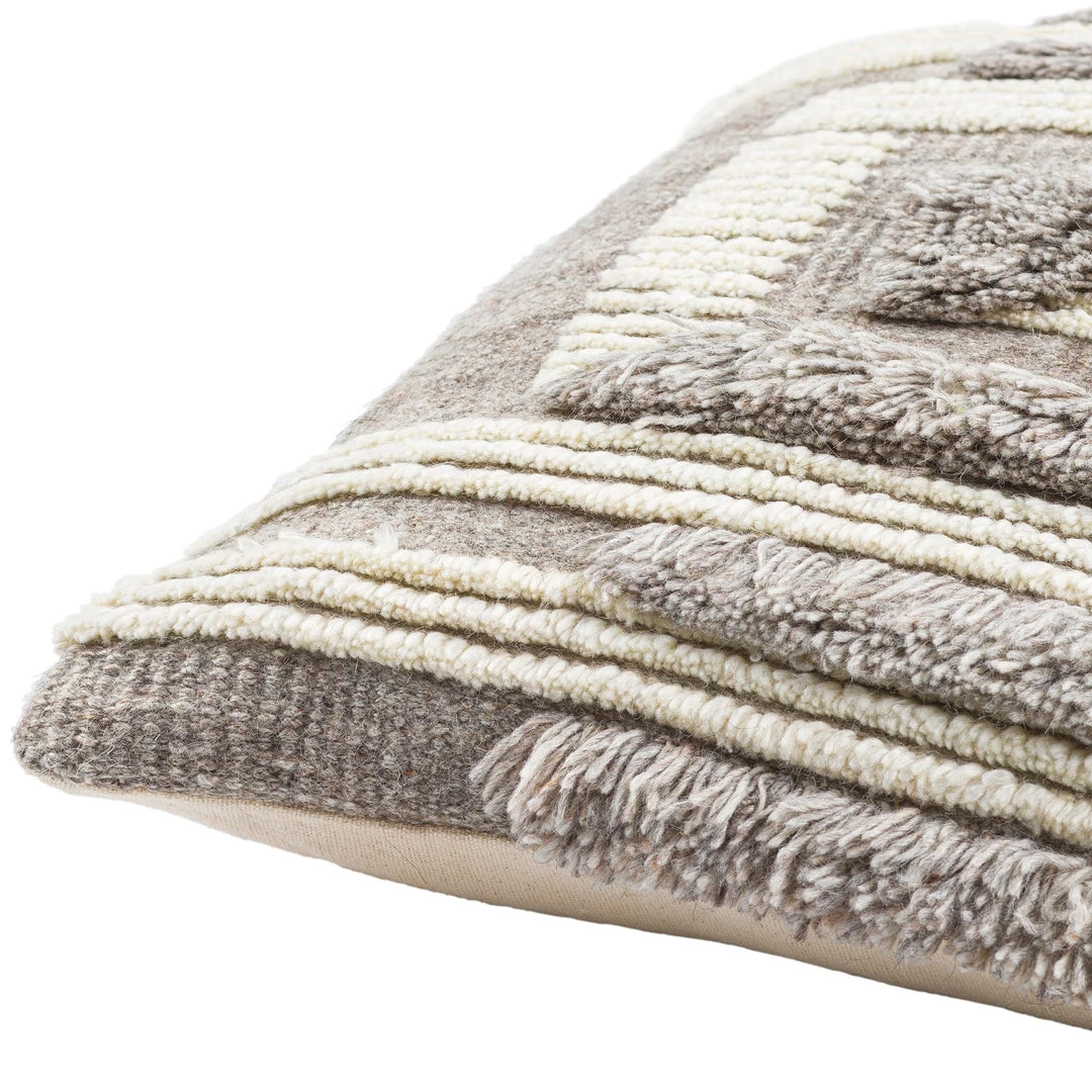 SURYA BELU FRINGE PILLOW: GREY 3 SURYA BELU FRINGE PILLOW: GREY