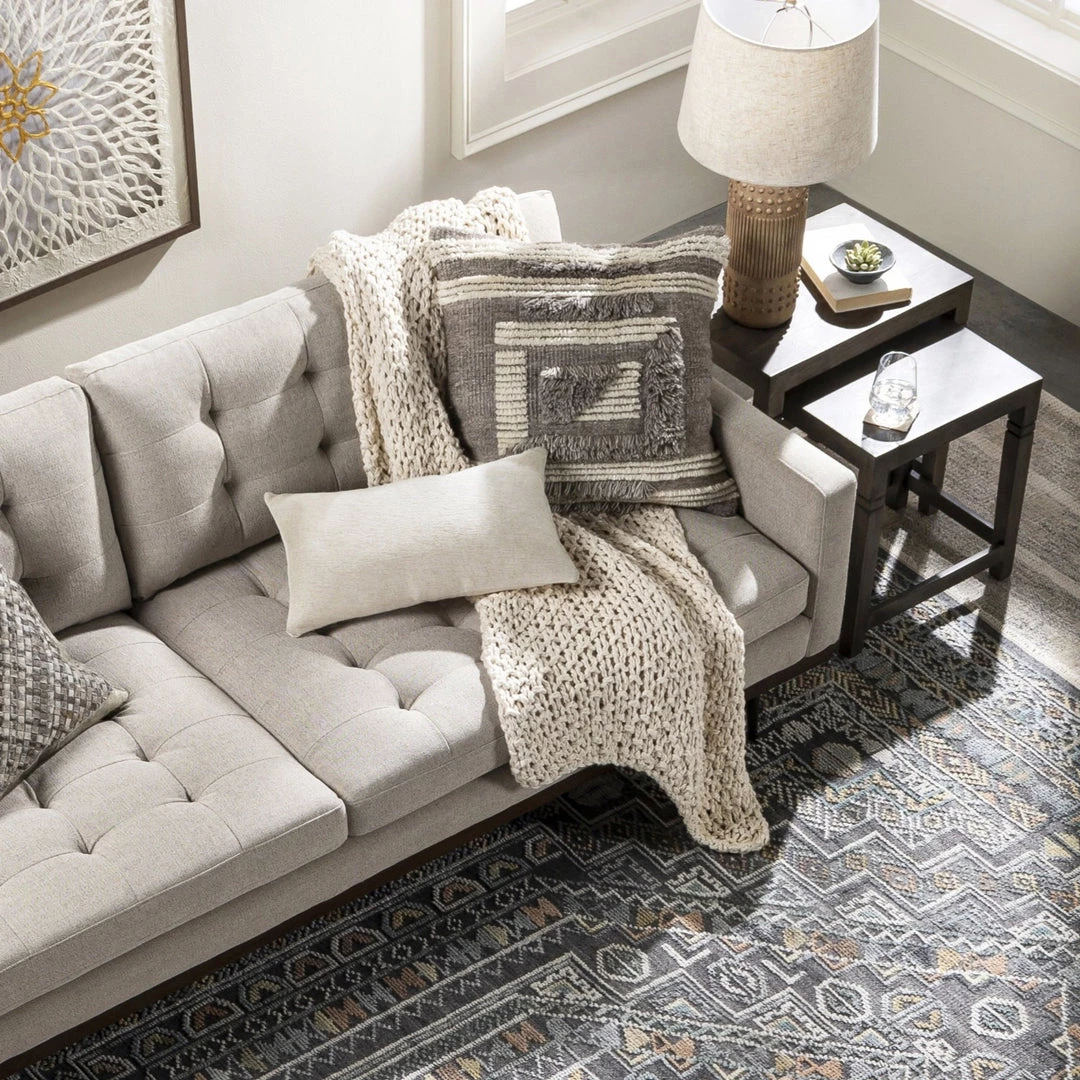 SURYA BELU FRINGE PILLOW: GREY 5 SURYA BELU FRINGE PILLOW: GREY