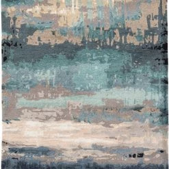 JAIPUR BENA WOOL + VISCOSE RUG: NAVY, TEAL