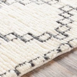 SURYA BENI HAND-WOVEN WOOL RUG: CREAM, GREY