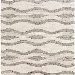 SURYA BENJY HAND-WOVEN WOOL RUG: CREAM, CHARCOAL