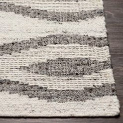 SURYA BENJY HAND-WOVEN WOOL RUG: CREAM, CHARCOAL