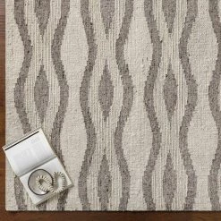 SURYA BENJY HAND-WOVEN WOOL RUG: CREAM, CHARCOAL