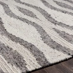 SURYA BENJY HAND-WOVEN WOOL RUG: CREAM, CHARCOAL