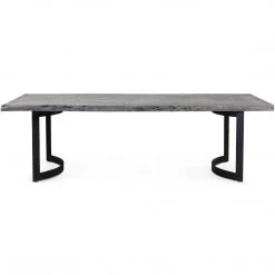 MOES Furniture BENT IRON WEATHERED GREY LIVE-EDGE DINING TABLE