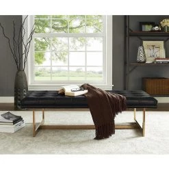 TOV BERGEN ECO LEATHER OTTOMAN: BLACK