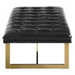 TOV BERGEN ECO LEATHER OTTOMAN: BLACK