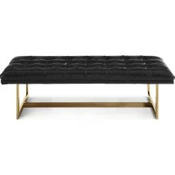 TOV BERGEN ECO LEATHER OTTOMAN: BLACK