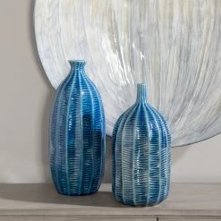 UTTERMOST BIXBY BLUE VASES | SET OF 2 Pillows + Decor