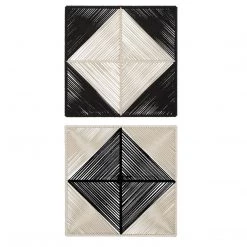 UTTERMOST Wall Sculptures + Decor BLACK+NATURAL GEOMETRIC ROPED WALL SQUARES