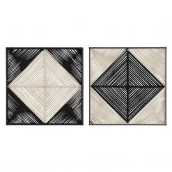 UTTERMOST Wall Sculptures + Decor BLACK+NATURAL GEOMETRIC ROPED WALL SQUARES