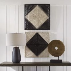 UTTERMOST Wall Sculptures + Decor BLACK+NATURAL GEOMETRIC ROPED WALL SQUARES