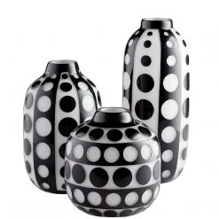 CYAN BLACK & WHITE DOT GLASS VASES Pillows + Decor