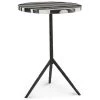 UTTERMOST BLACK + WHITE STRIPED MARBLE ACCENT TABLE