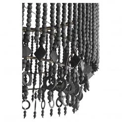 CYAN BLACKENED WOOD BEADED ESTRELLA PENDANT Lighting