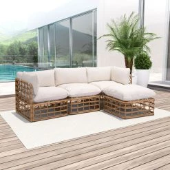 ZUO BLANCHE SYNTHETIC RATTAN POLE MODULAR OUTDOOR SOFA