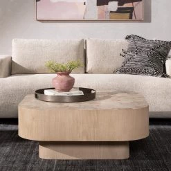 FOUR HANDS BLANCO BLEACHED BURL COFFEE TABLE