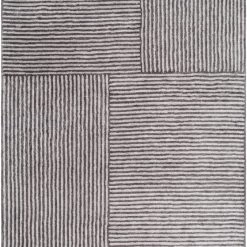 SURYA BLOK STRIPE VISCOSE RUG: GRAY + BLACK