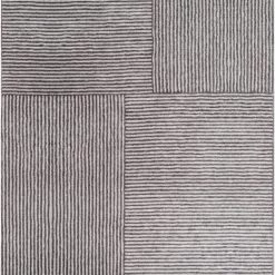 SURYA BLOK STRIPE VISCOSE RUG: GRAY + BLACK