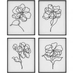 UTTERMOST "BLOOM" BLACK & WHITE GLASS PRINTS | SET OF 4 Wall Art