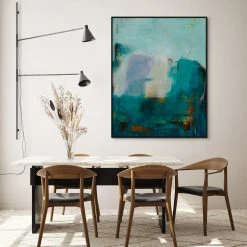 L ART "BLUE-VIRIDIAN FALL" CANVAS ART