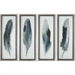 UTTERMOST "FEATHERED BEAUTY" GLASS FRAMED PRINTS | SET OF 4