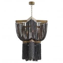 CYAN Lighting BOHO STAR BLACKENED WOOD BEADED PENDANT