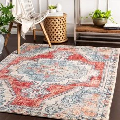 SURYA KINNARA DISTRESSED RUG: RED