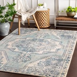 SURYA KINNARA DISTRESSED RUG: BLUE